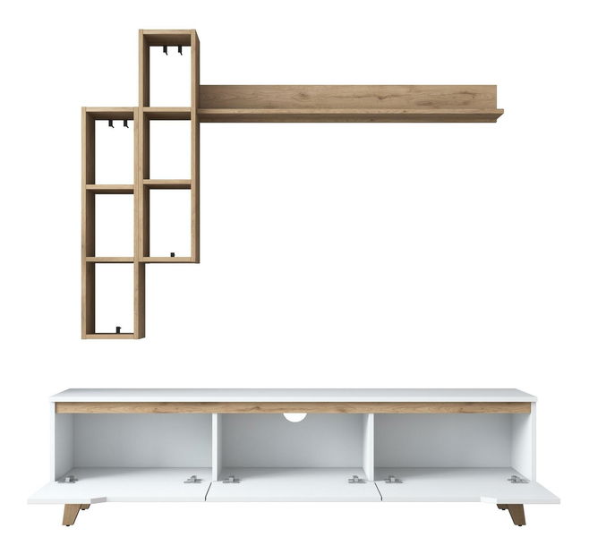 Obývacia stena Mitevu 2 (biela + orech) 