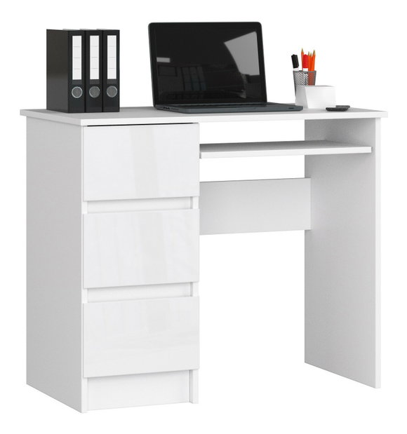 PC stolík Benicio (biela + biely lesk) (L)