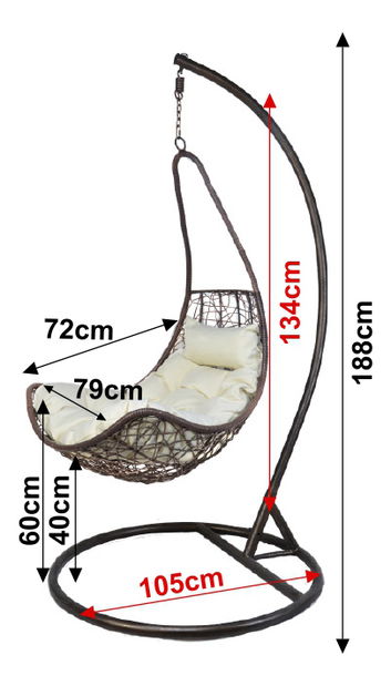 Závesné kreslo Kalono (hnedá)