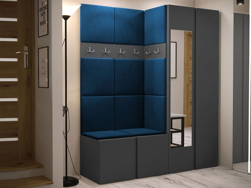 Mobilier hol Tovenaz XII (grafit + albastru) (cu oglindă)