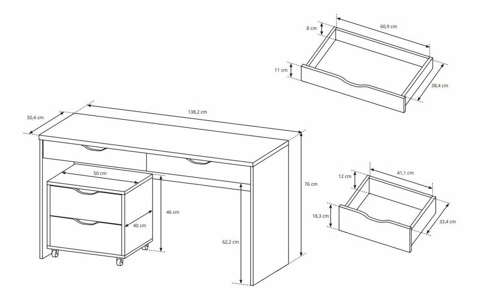 Kancelársky kontajner k pc stolíku Mattheus Mattheus K (grafit)