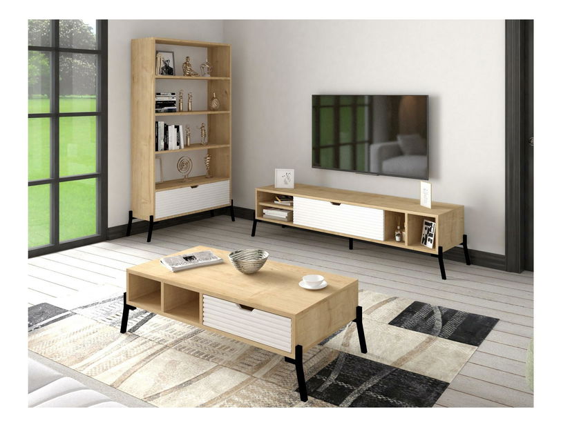 Set za dnevni boravak Ponusetta (hrast safirni + bijela)