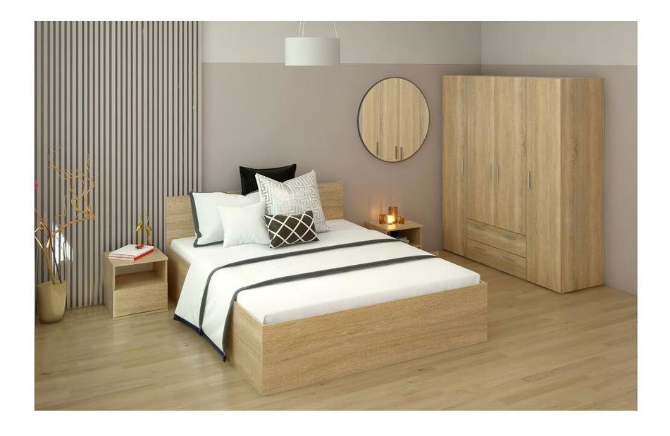 Manželská posteľ 160 cm Discutibles (dub sonoma) (s roštom) (s úl. priestorom)