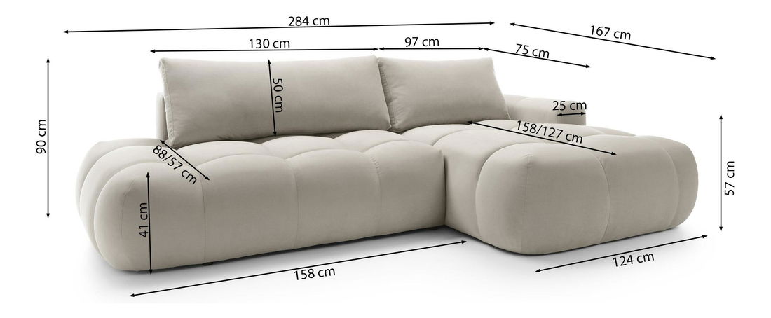 Kutna garnitura Ombre (D) (krem + crna)
