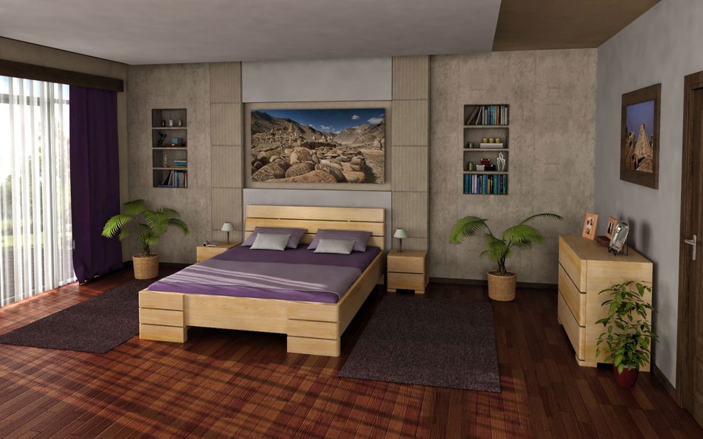 Manželská posteľ 200 cm Naturlig Lorenskog High (borovica)