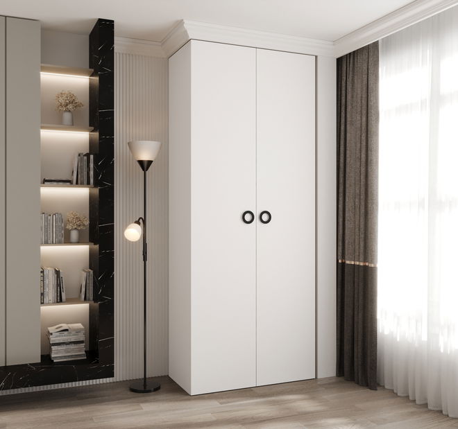 Dulap de haine 100 cm Carmela 50-1 (alb + Negru)