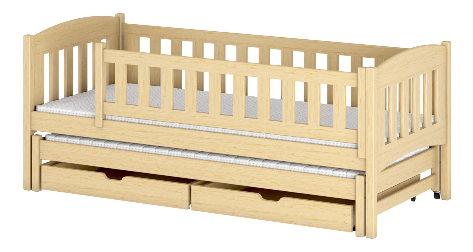 Detská posteľ 90 x 200 cm Amalia (s roštom a úl. priestorom) (borovica)
