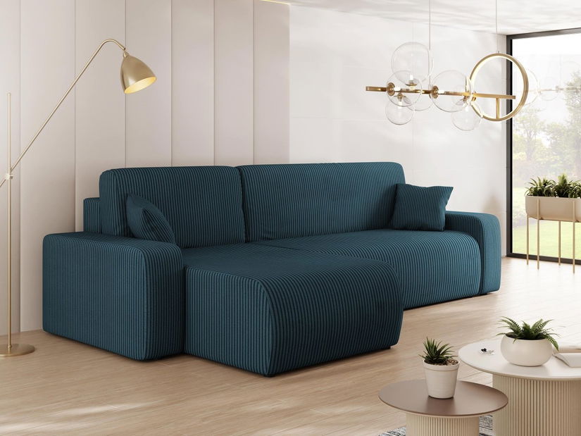 Kutna garnitura Euston L S (tamnoplava) (s prostorom za odlaganje)