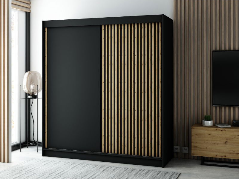 Šatníková skriňa 200 cm Ladonna (čierna matná)