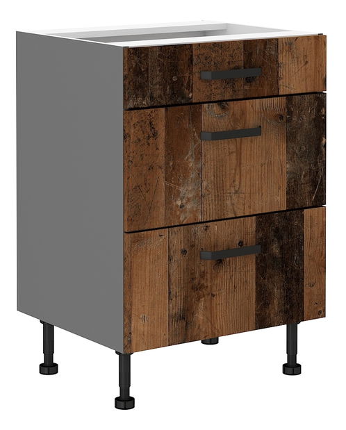 Dolná kuchynská skrinka Oldie 60 D 3S BB PREMIUM BOX (Antracit + Old style)