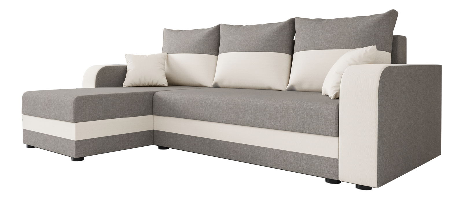 Sarok ülőgarnitúra Harmony L Bis (világosszürke + fehér) (B)