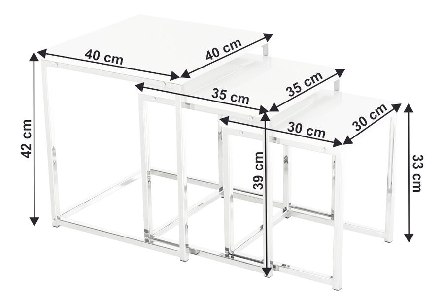 Set 3 ks konferenčných stolíkov Edissa typ 3