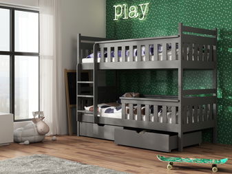 Gyerekágy 80 x 190 cm Tommy (ágyráccsal és tárolóhellyel) (grafit)