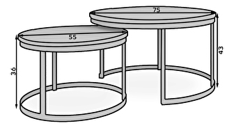 Set 2 ks. konferenčných stolíkov Otir (zlatá + čierna)