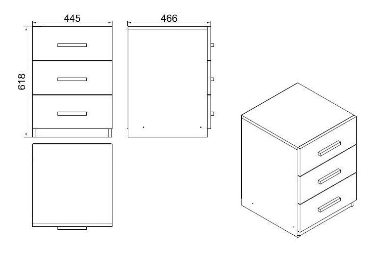 Komód Vincent 3 (fehér)