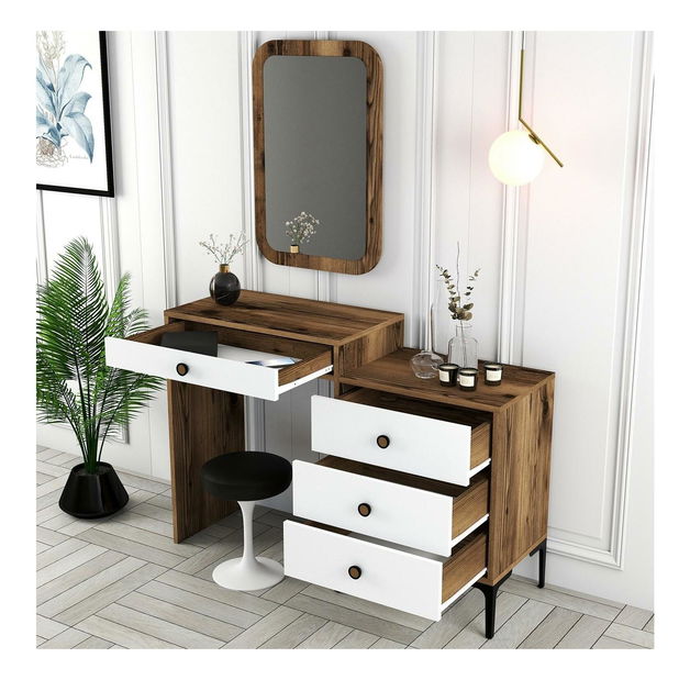 Fésülködőasztal Logan 2 (antracit + fehér) (tükörrel)