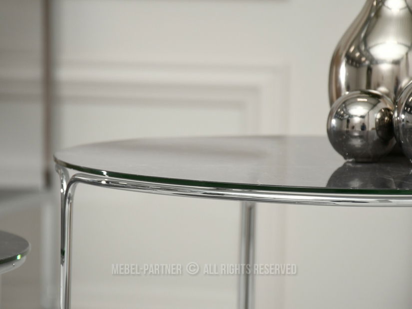 Dohányzóasztal Belianni Zest (szürke márvány + króm)