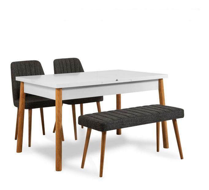 Set mobilier sufragerie Vlasta 4 (pin atlantic + alb + antracit) (pentru 4 persoane)