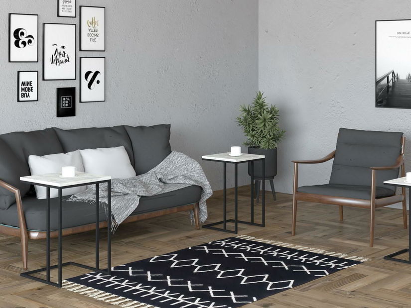 Set stolića za kavu (3 kom.)- Vudema (crna + kristal)