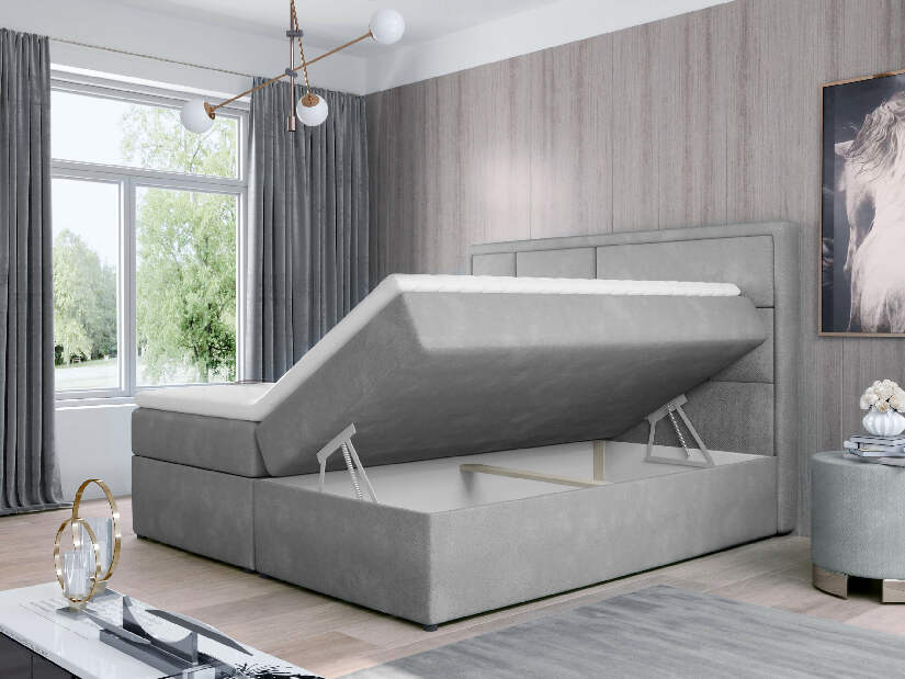 Pat matrimonial Boxspring 180 cm Menera (verde)