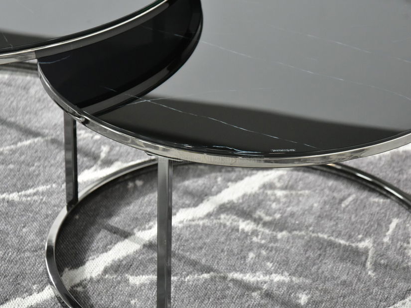 Konferenčný stolík Grande (čierny mramor + čierna)