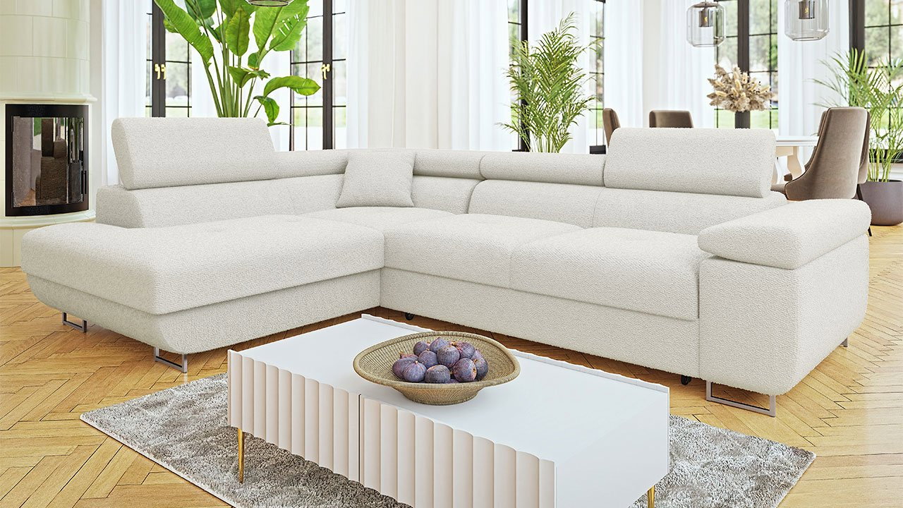 Kutna garnitura Terazuro Premium (krem) (s prostorom za odlaganje) (L)