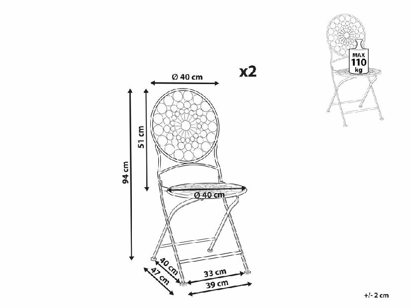 Set vrtnih stolica (2 kom.)- Shealee (crvena) 