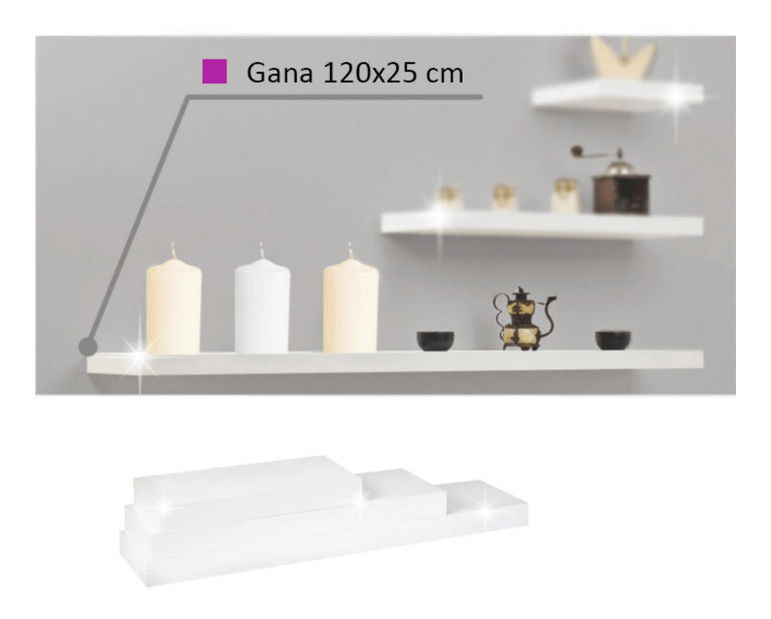 Polc Rala fényes fehér 120 cm