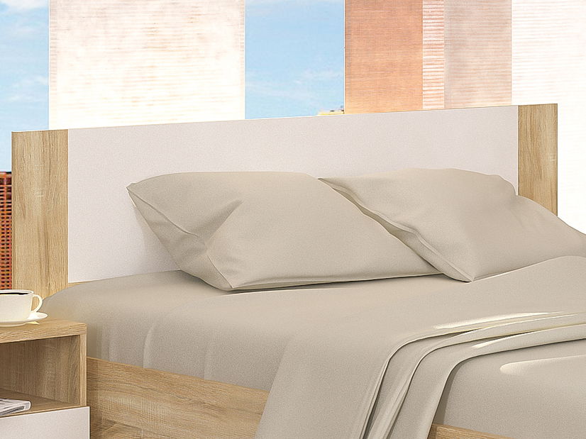 Bračni krevet 160 cm Marlon (hrast sonoma + bijela) (S podnicom) 