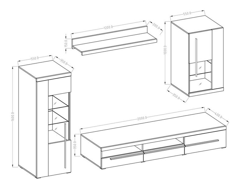 Set za dnevni boravak Rogalo 10 (hrast wotan)