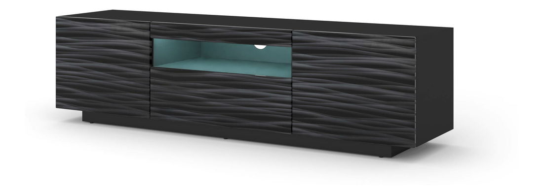 TV stolík/skrinka Aurora 150 (sahara čierna) (s LED osvetlením)