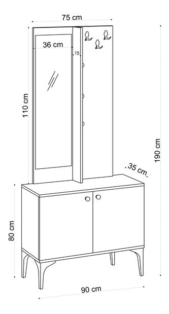 Előszoba szett Aliex 9 (tölgy) (tükörrel)