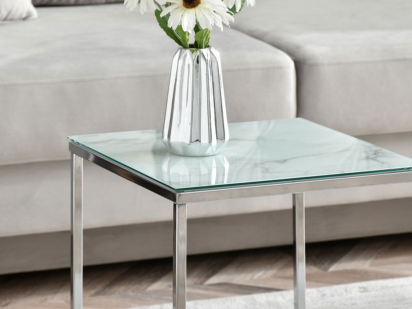 Konferenčný stolík Bella S (biela + chrómová)