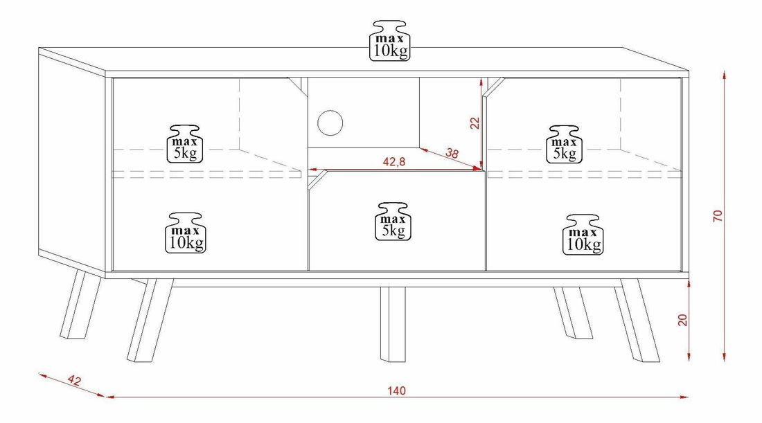 TV stolić/ormarić Tanuko (bijela + siva)