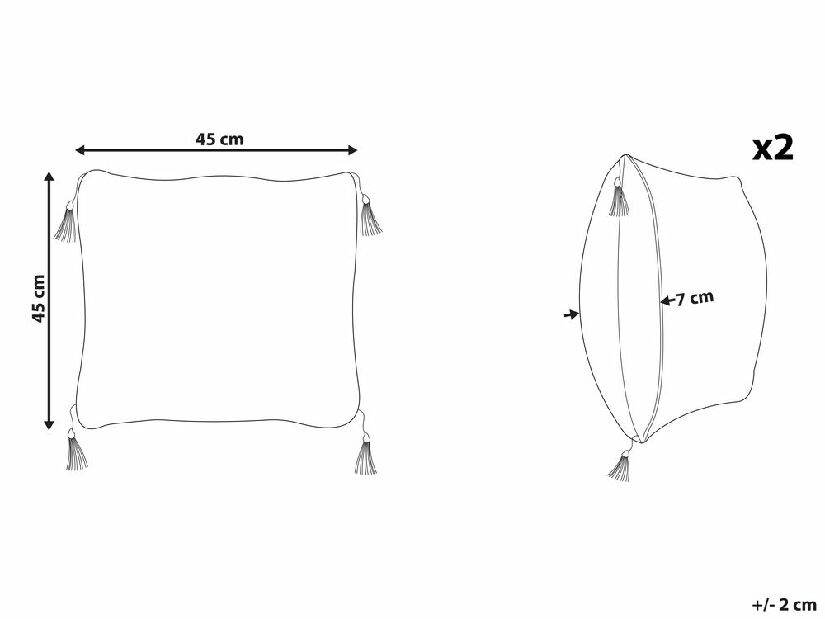 Sada 2 ozdobných vankúšov 45 x 45 cm Liro (čiernobiela)