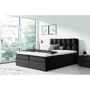 Manželská posteľ Boxspring Maddox (160x200) (ekokoža Soft 011 (čierna))