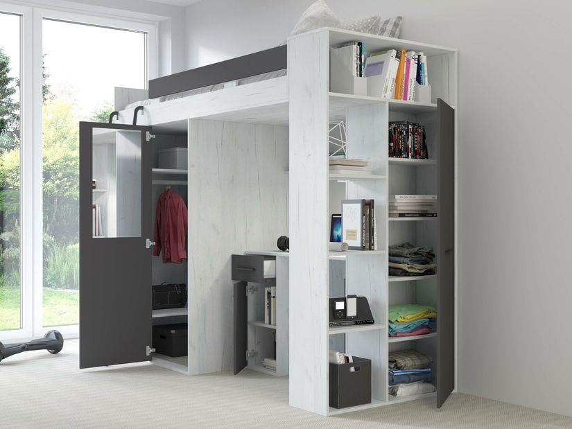 Poschodová posteľ 90 cm Vivian (L) (s roštom) (dub craft + grafit)