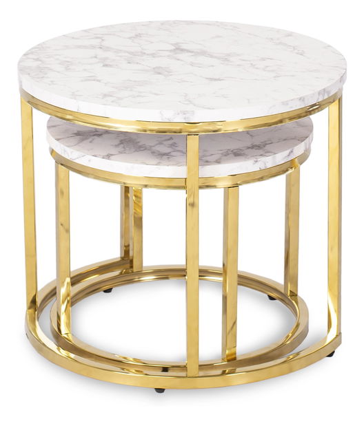 Set stolića za kavu (2 kom.) Oponia (mramor + zlatna) 