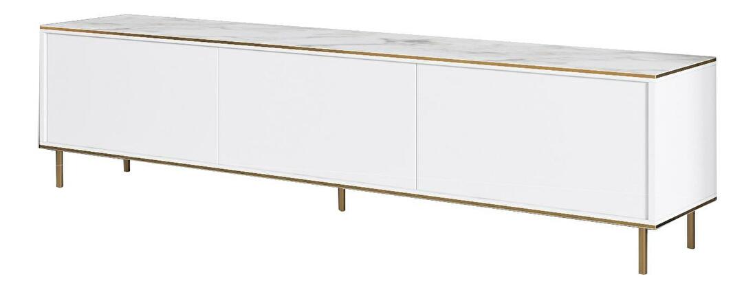 TV asztal/szekrény Mamene 2 (fehér + márvány + arany) 
