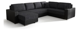 Kutna garnitura u obliku slova U Pearle 3 (tamnosiva + crna) (D)