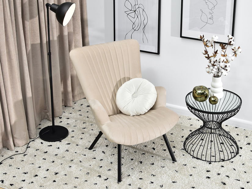 Dizajnové kreslo Lanzaris (béžová + zlatá)