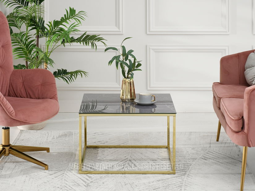 Dohányzóasztal Bella M (szürke márvány + arany)