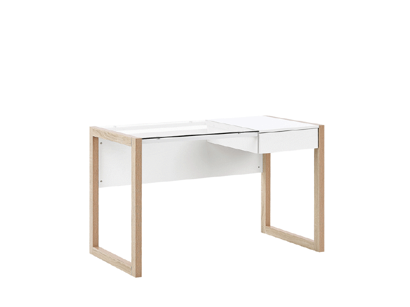 PC stolík JANAS (svetlé drevo + biela)