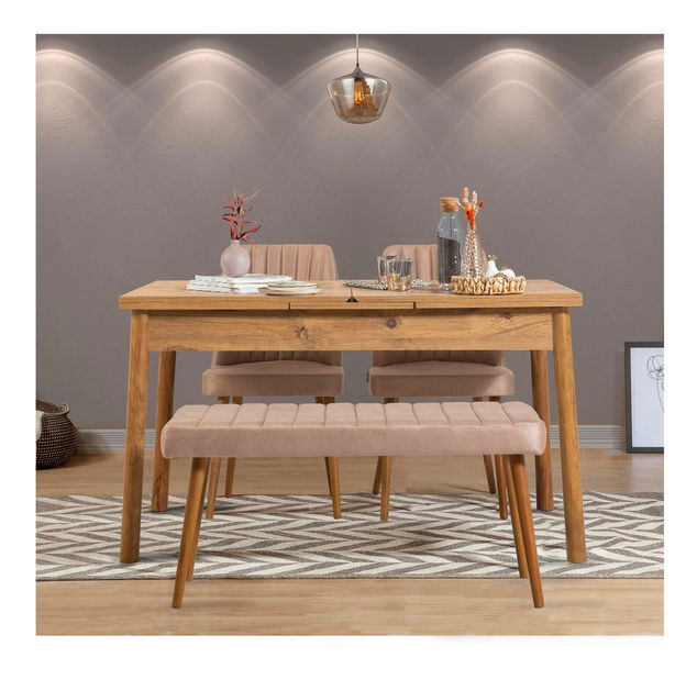 Set mobilier sufragerie Vlasta 4 (pin atlantic + piatră) (pentru 4 persoane)