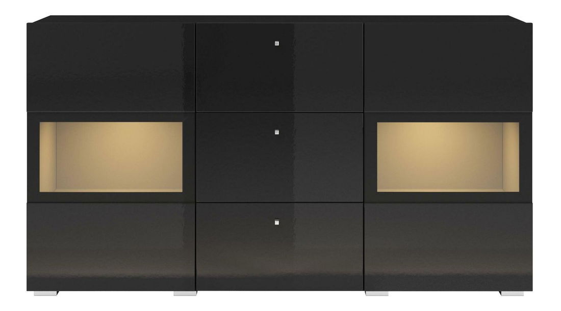 Vitrină Alease Typ 26 (negru + Negru lucios)