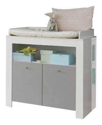 Komoda s regálom Pearle Typ 632 + Typ 660 (biela + sivá)