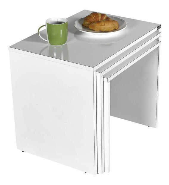 Set 3buc. măsuțe cafea Losuku 2 (alb) 