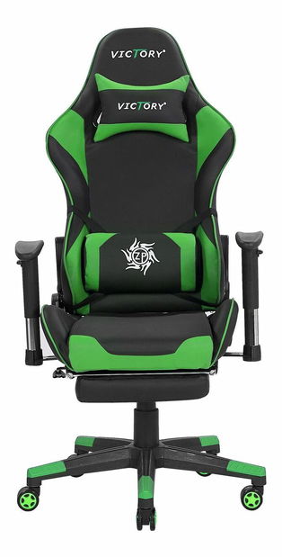 Kancelárska stolička VITTORE (syntetická koža) (čierna + zelená)