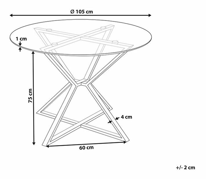 Masă de sufragerie rotundă Britanie (transparentă) (pentru 4 persoane)