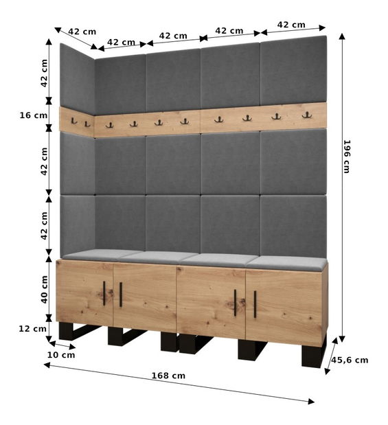 Set mobilier pentru hol Amanda 12 (Stejar artisan + verde)